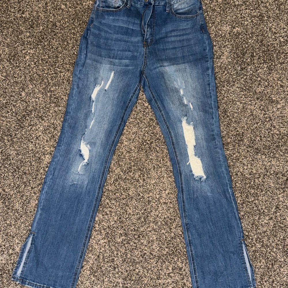 Fashion Nova Blue Distressed Jeans